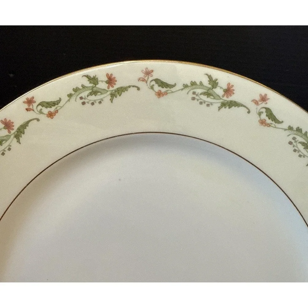 Heinrich Selb Bavaria Germany Gold Trim Pink Flowers Dinner Plates‎ Set Of 4